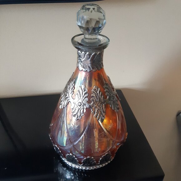 Other - Art Nouveau Ornate Cut Glass Decanter with Silver, Circa 1900s, Made in Germany